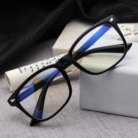 Classic square glasses frame men and women retro rice glasses frame lens plus blue film UV400 flat mirror 15969