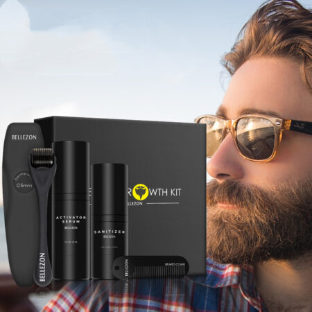 Beard Growth Kit with Micro Needle Roller & Essential Oil – Promote Thicker Beard Naturally
