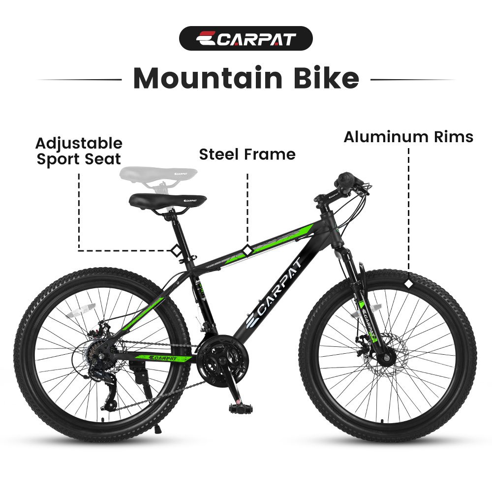 26 Inch Mountain Bike for Adults & Teens – Shimano 21-Speed MTB with Dual Disc Brakes, Full Suspension, High-Carbon Steel Frame – Durable Off-Road Bicycle for Men & Women - Image 2