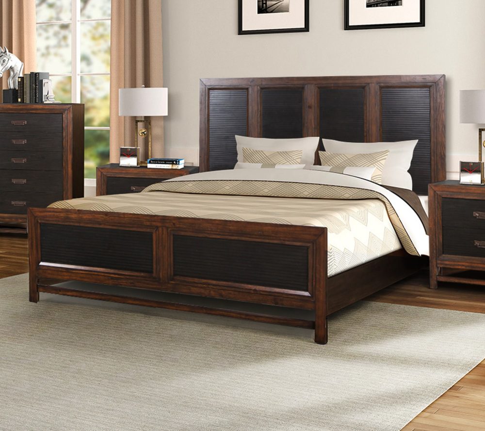 King Size Panel Bed, Two-Tone Finish - Image 5